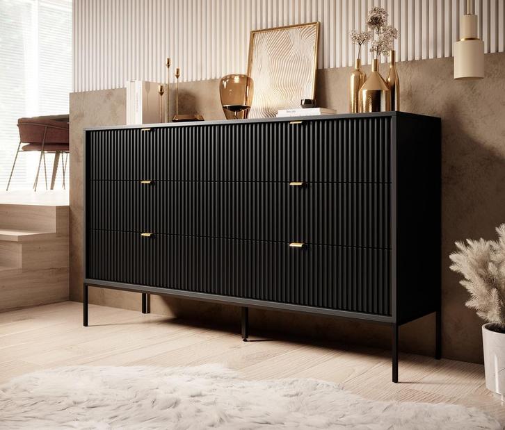 Dressoir mat zwart 154x39x83 cm goud hotel chique, Huis en Inrichting, Kasten | Overige, Nieuw, Verzenden