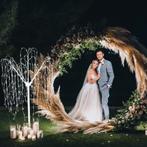 Backdrop frame cirkel bruiloft - Goud 200 cm & 1 x LED, Nieuw, Verzenden