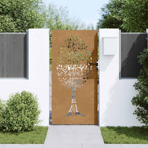 vidaXL Poort 85x175 cm boomontwerp cortenstaal, Tuin en Terras, Tuinpoorten, Nieuw, Verzenden
