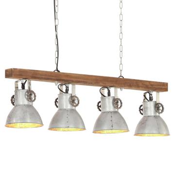 vidaXL Plafondlamp industrieel E27 mangohout zilverkleurig, Huis en Inrichting, Verzenden, Nieuw
