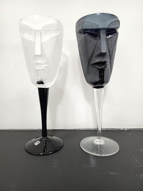 Maleras - Mats Jonasson - Verre à vin (2) - Cubique -, Antiek en Kunst, Antiek | Glaswerk en Kristal