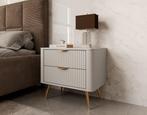 Meubella Nachtkastje beige 63 cm met 2 lades, Huis en Inrichting, Kasten | Overige, Verzenden, Nieuw