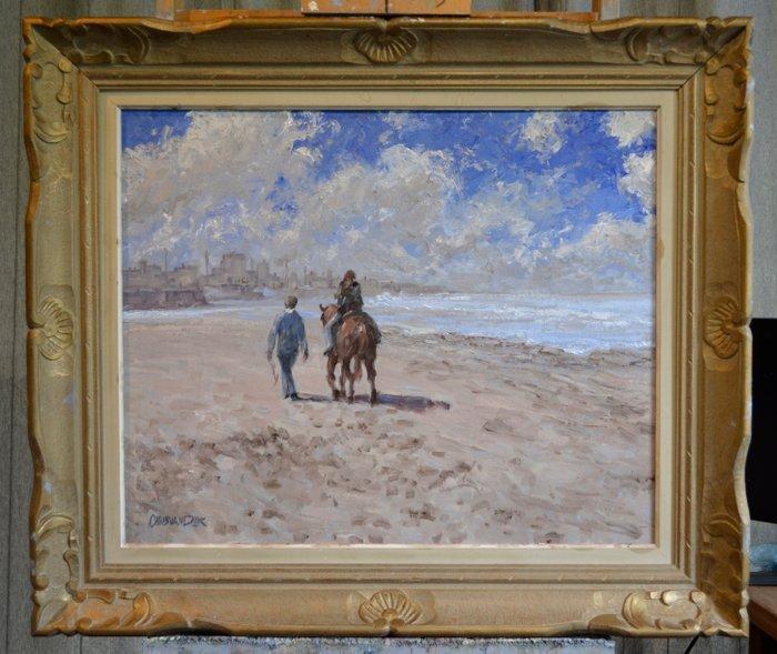 Chris van Dijk (1952) - Impressionist  Randonnée à cheval, Antiek en Kunst, Kunst | Schilderijen | Klassiek