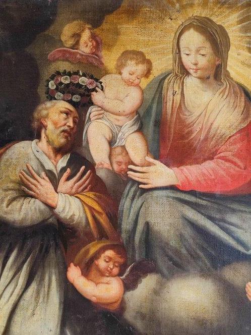 Scuola italiana (XVII) - Madonna con Bambino che incorona, Antiquités & Art, Art | Peinture | Classique