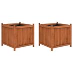 Set Plantenbakken Vurenhout 2x | Retour Deal | 60% Korting, Verzenden, Minder dan 60 cm, Vierkant, Nieuw