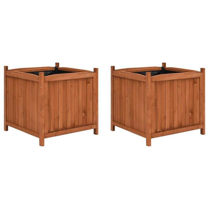Set Plantenbakken Vurenhout 2x | Retour Deal | 60% Korting, Tuin en Terras, Bloembakken en Plantenbakken, 30 tot 60 cm, Minder dan 60 cm