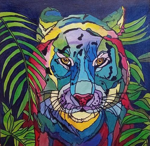 Elena Galimberti (1955) - Rainbow tiger, Antiek en Kunst, Kunst | Schilderijen | Modern
