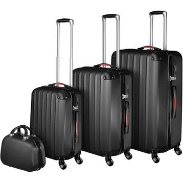 tectake Kofferset met beautycase 4-delig - zwart, Handtassen en Accessoires, Verzenden, Nieuw