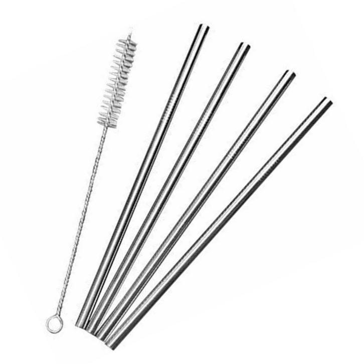 Fako Bijoux - RVS Rietjes Set - 4 Herbruikbare Rietjes - 4, Huis en Inrichting, Keuken | Bestek, Verzenden