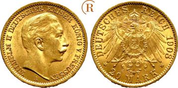 20 Mark goud 1908 A Kaiserreich: Preussen Pruisen: Wilhel... beschikbaar voor biedingen