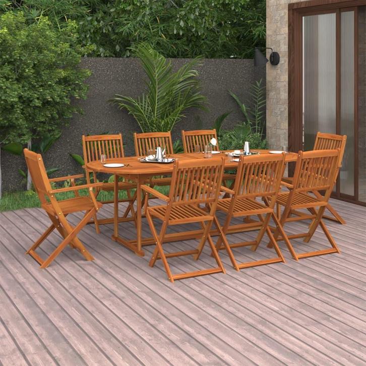 vidaXL 9-delige Tuinset 220x90x75 cm massief acaciahout, Tuin en Terras, Tuinsets en Loungesets, Tuinset, Nieuw, Verzenden