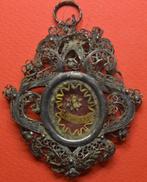 Reliquaire - Argent, Textile, Verre - 1750-1800 - Sainte, Antiquités & Art
