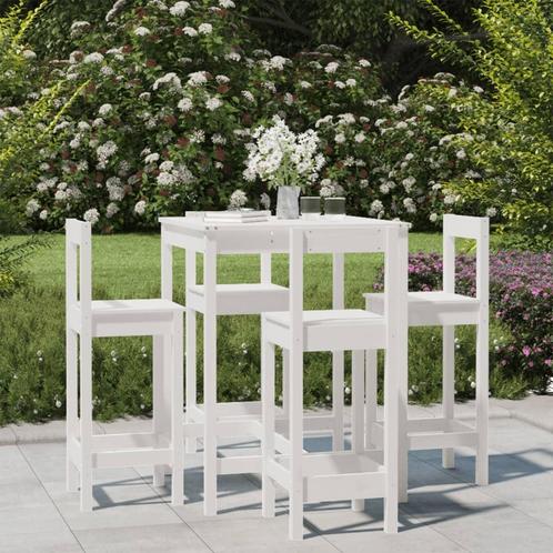 vidaXL 5-delige Barset massief grenenhout wit, Tuin en Terras, Tuinsets en Loungesets, Nieuw, Verzenden