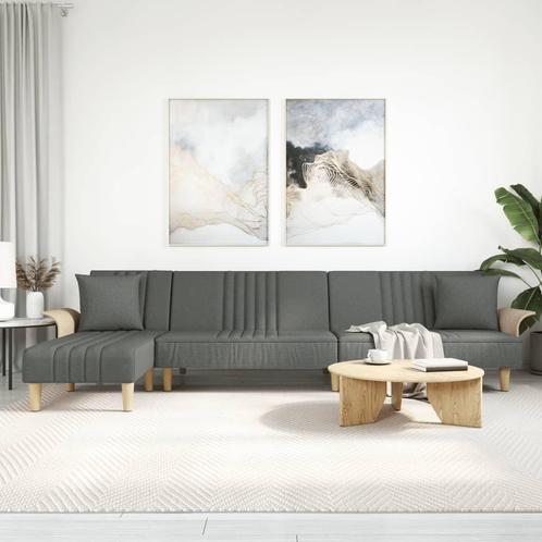 vidaXL Slaapbank L-vormig 279x140x70 cm stof donkergrijs, Huis en Inrichting, Zetels | Zetels, Nieuw, Verzenden