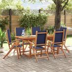 vidaXL 7-delige Tuinset massief acaciahout en textileen, Tuin en Terras, Verzenden, Nieuw, Tuinset