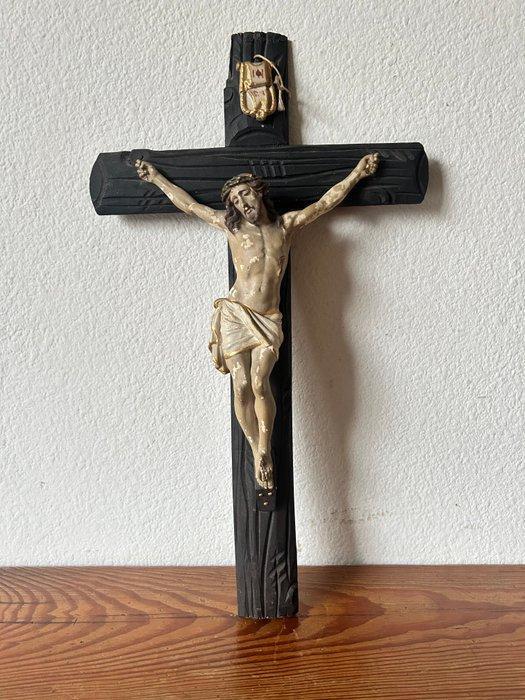 Antiek Crucifix - Hout, Gips - 1850-1900 - Met Corpus, Antiek en Kunst, Antiek | Boeken en Manuscripten