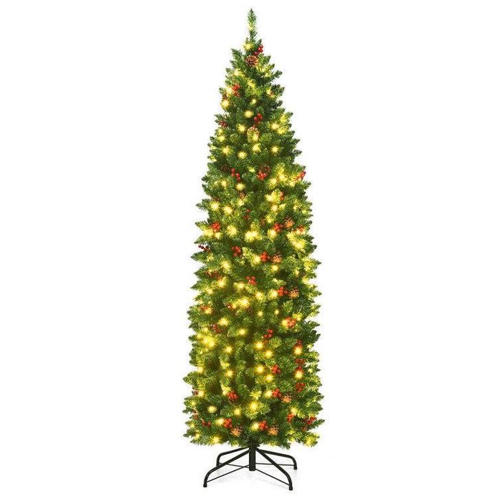 2dekans | 6.5 Feet Pre-lit Hinged Pencil Christmas Tree, Diversen, Kerst, Ophalen of Verzenden