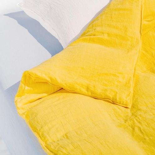 Zomers zuiver linnen dekbedovertrek in Sweet Lemon, Maison & Meubles, Chambre à coucher | Linge de lit, Enlèvement ou Envoi