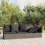 vidaXL Loungebed met kussens poly rattan grijs, Tuin en Terras, Ligbedden, Verzenden, Nieuw