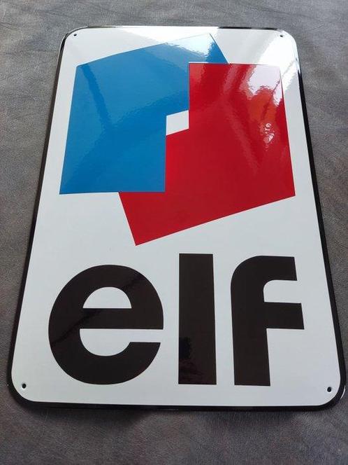 Elf - Elf Oil gas station enamel sign Emailschild Emaille, Antiek en Kunst, Antiek | Wandborden en Tegels