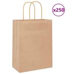 vidaXL Papieren zakjes 250 st met hengsels 21x11x28 cm bruin, Diversen, Cadeauverpakkingen, Verzenden, Nieuw