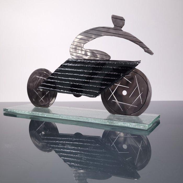 Andrzej Rafalski - sculptuur, Handmade glas Cyclist - 22 cm, Antiek en Kunst, Antiek | Glaswerk en Kristal
