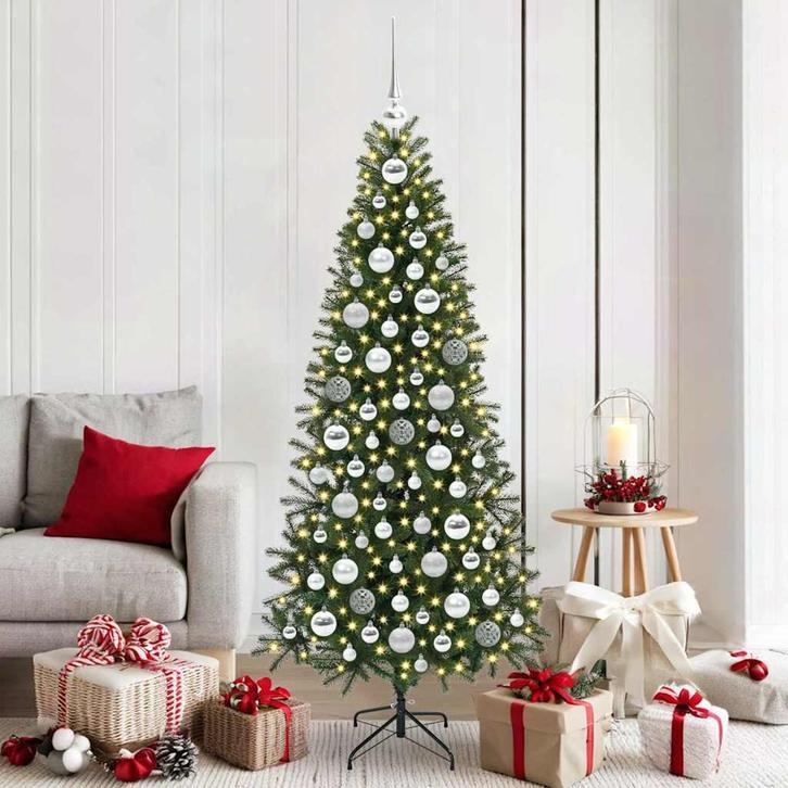 vidaXL Kerstbal Set met 300 LED 120 pcs Zilver Kunststof, Diversen, Kerst, Nieuw, Verzenden