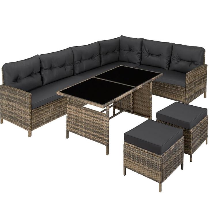 tectake Wicker zitgroep Barletta - natuur, Tuin en Terras, Tuinsets en Loungesets, Verzenden