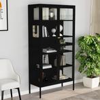 vidaXL Vitrinekast 90x40x180 cm staal en gehard glas zwart, Huis en Inrichting, Verzenden, Nieuw