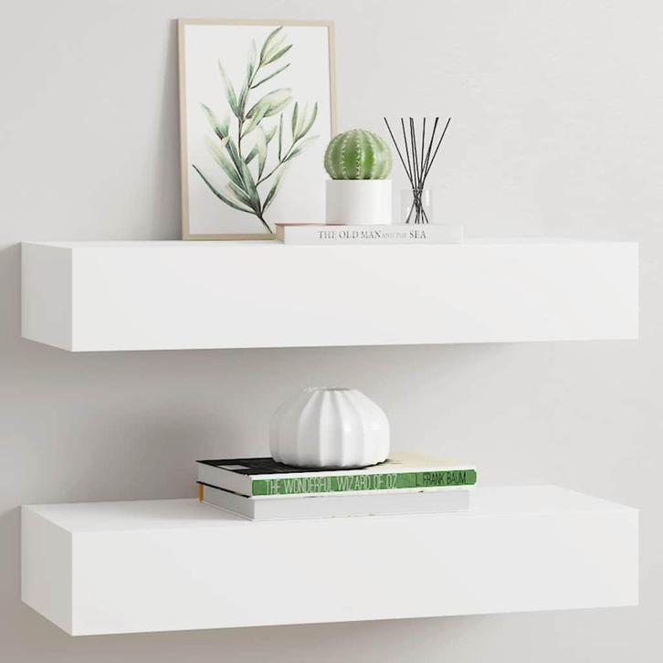 Wit Wandschappen 2 st 60x23 | OP = OP | 40% Voordeel, Maison & Meubles, Accessoires pour la Maison | Étagères murales & Rayons de bibliothèque
