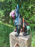 Beeld, pub or French bulldog black sitting in color paint