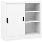 vidaXL Armoire de bureau avec porte coulissante Blanc, Verzenden, Neuf