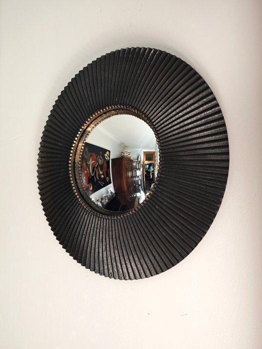 Wandspiegel - Glas, Hars - Donkere convex spiegel, Antiek en Kunst, Kunst | Designobjecten