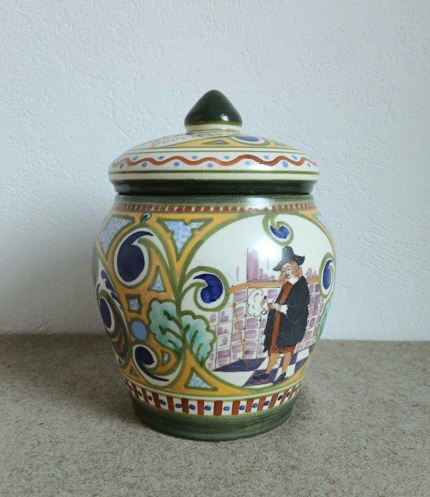 Ivora - Tabakspot - Aardewerk - Gouda plateel dekselpot, Antiek en Kunst, Antiek | Glaswerk en Kristal