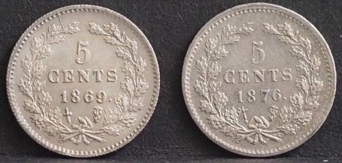 Nederland. Willem III Koning der Nederlanden. 5 Cents 1869 &, Postzegels en Munten, Munten | Nederland