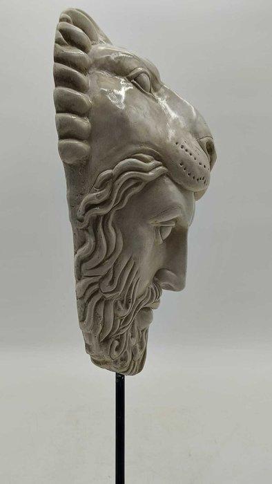 sculptuur, Ercole con il leone nemea - 44 cm - marmerstof, Antiek en Kunst, Antiek | Keramiek en Aardewerk