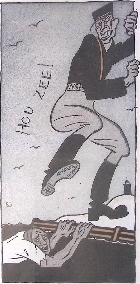 Spotprent over Joods werkdorp en de NSB (lijst optie), Antiek en Kunst, Kunst | Litho's en Zeefdrukken, Verzenden