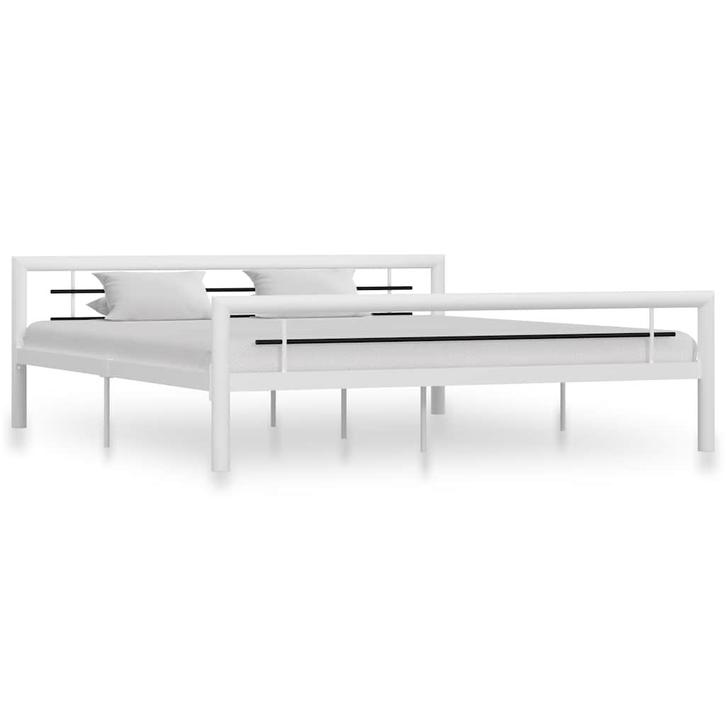 vidaXL Bedframe metaal wit en zwart 180x200 cm, Huis en Inrichting, Slaapkamer | Bedden, Nieuw, Verzenden