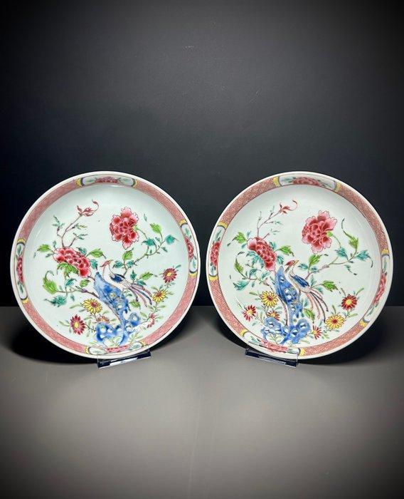 NO RESERVE - Een paar Chinese famille rose borden met pauwen, Antiek en Kunst, Antiek | Overige Antiek