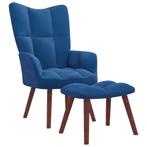 vidaXL Relaxstoel met voetenbank fluweel blauw, Verzenden