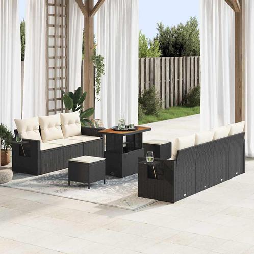 vidaXL Tuinbank Set 10 pcs Zwart poly rattan, Tuin en Terras, Tuinsets en Loungesets, Nieuw, Verzenden