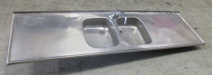 RVS Spoelbak met 2 wasbakken en kraan B202 x D55cm, Zakelijke goederen, Horeca | Keukenapparatuur