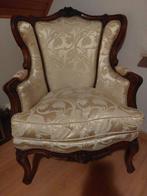 Fauteuil (2) - Louis XV - Hout en moiré - fauteuil met poef, Antiek en Kunst