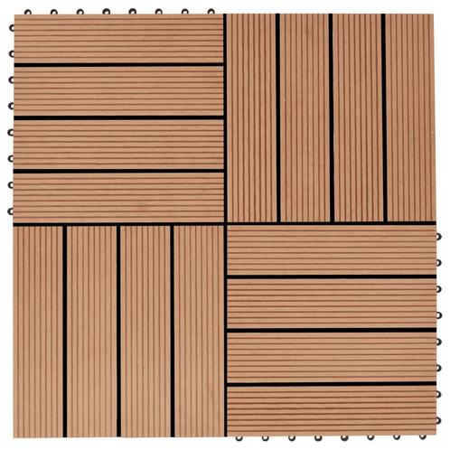 vidaXL 22 st Terrastegels 30x30 cm 2 m² HKC teakkleur, Doe-het-zelf en Bouw, Vloerdelen en Plavuizen, Nieuw, Verzenden