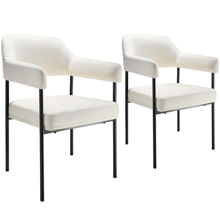 tectake Eetkamerstoel Doé, gestoffeerd, stalen poten - Gewev, Huis en Inrichting, Stoelen, Verzenden