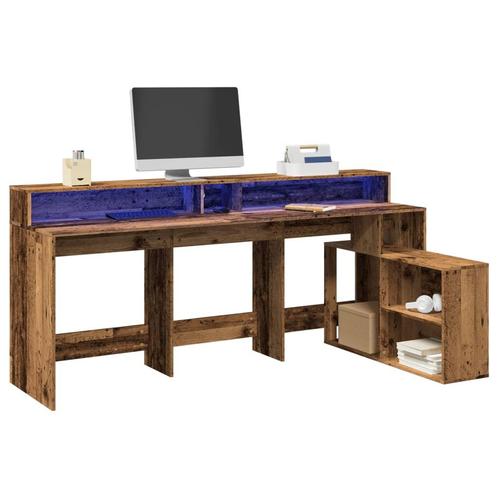 vidaXL Bureau met LED-verlichting 200x104x91 cm bewerkt hout, Huis en Inrichting, Bureaus, Nieuw, Verzenden
