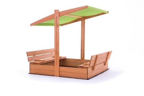 Stijlvolle houten zandbak 140x140 cm met groen dak - Duur..., Kinderen en Baby's, Speelgoed | Buiten | Zandbakken, Nieuw, Ophalen of Verzenden