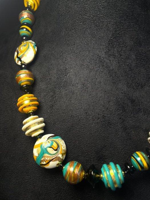 24 carats - verre de Murano, Or jaune - Collier - feuille, Antiek en Kunst, Antiek | Glaswerk en Kristal