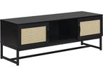 Veiling - TV-Meubel Java – 120 cm – Zwart Hout met Rotan, Nieuw