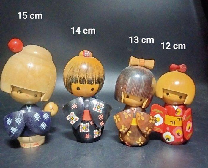 Beeld, Vier cute faces Vintage Japanse Creatieve Kokeshi, Antiek en Kunst, Curiosa en Brocante